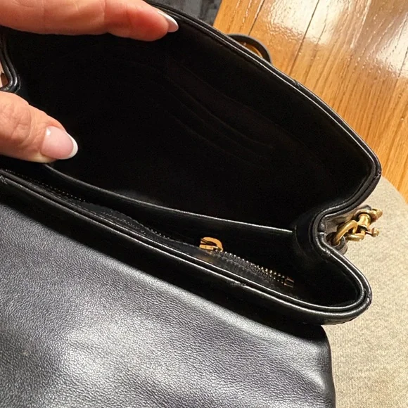 Saint Laurent YSL Black Chevron Quilted Leather Shoulder Bag with Gold Monogram - Picture 13 of 15